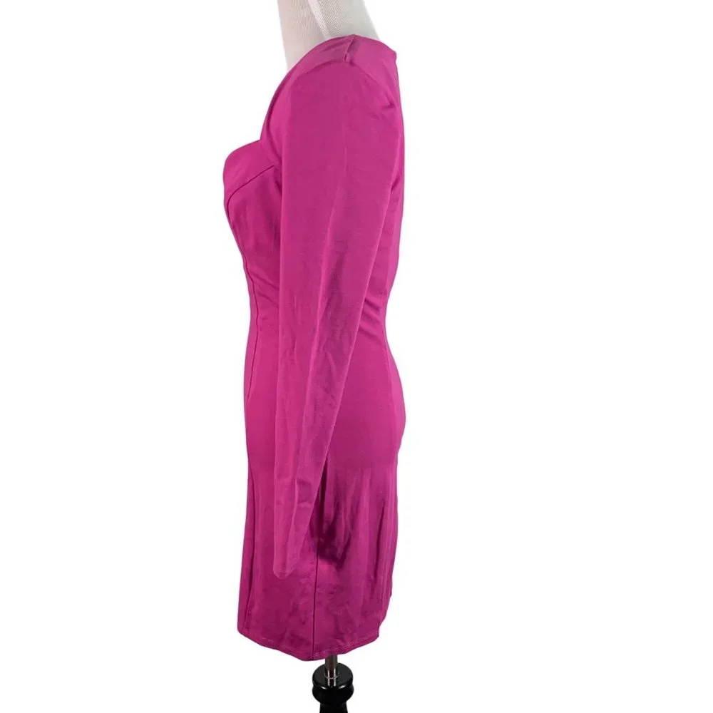 BEBE Women's Size Small Pink V Neck Body Contoured Fitted Dress - Picture 10 of 13